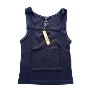 SKIMS Cotton Rib Tank - Navy - Size XL - NWT